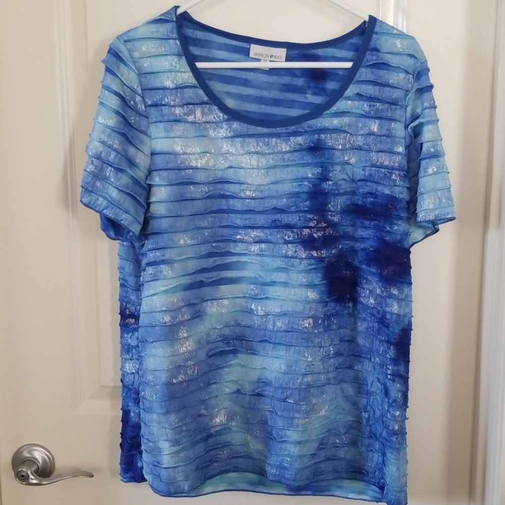Ruffled blue blouse